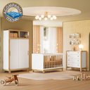 Ver imagem 1 de Quarto de Bebê Completo Flora com Berço Cômoda e Roupeiro 5085 Branco Freijó Qmovi + Colchão Ortobom