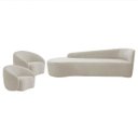 Ver imagem 2 de Kit Divã Recamier Orgânico França 220cm Lado Esquerdo e 2 Poltronas Amore Linho