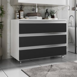 Gabinete Banheiro Joia 80cm com 3 Gavetas e Rodinha - 1