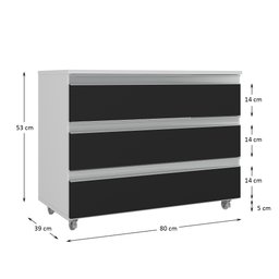 Gabinete Banheiro Joia 80cm com 3 Gavetas e Rodinha - 3