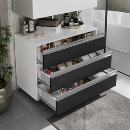 Gabinete Banheiro Joia 80cm com 3 Gavetas e Rodinha - 2