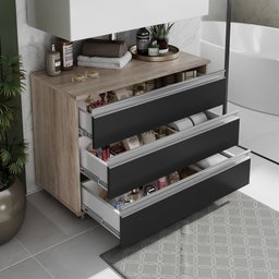 Gabinete Banheiro Joia 80cm com 3 Gavetas e Rodinha - 2
