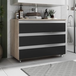 Gabinete Banheiro Joia 80cm com 3 Gavetas e Rodinha - 1