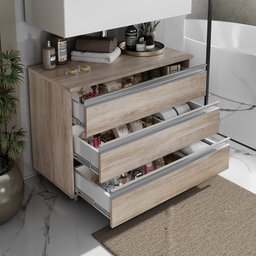 Gabinete Banheiro Joia 80cm com 3 Gavetas e Rodinha - 2