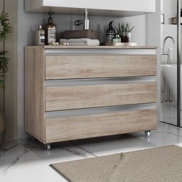 Gabinete Banheiro Joia 80cm com 3 Gavetas e Rodinha - 1