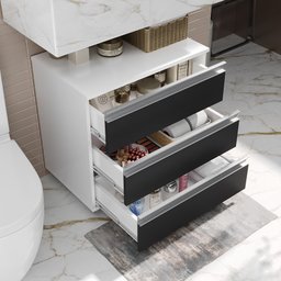 Gabinete Banheiro Joia 60cm com 3 Gavetas e Rodinha - 2
