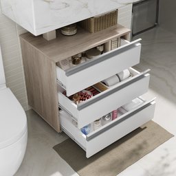 Gabinete Banheiro Joia 60cm com 3 Gavetas e Rodinha - 2