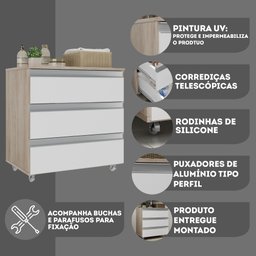 Gabinete Banheiro Joia 60cm com 3 Gavetas e Rodinha - 4