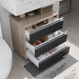 Gabinete Banheiro Joia 60cm com 3 Gavetas e Rodinha - 2