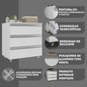 Gabinete Banheiro com 3 Gavetas e Rodinha sem Cuba 60cm - Branco - 4