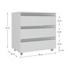 Gabinete Banheiro com 3 Gavetas e Rodinha sem Cuba 60cm - Branco - 3