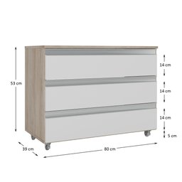 Gabinete Banheiro Joia 80cm com 3 Gavetas e Rodinha - 3