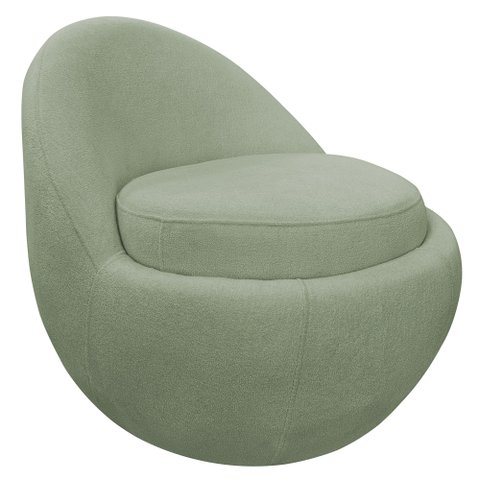 Poltrona Decorativa Orgânica Kaira Base Fixa Bouclê Verde Claro - Casaepoltrona