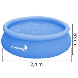 Piscina com Borda Inflável Redonda 2400 Litros 2.4m x 63cm com Capa Azul Importway Iwpbic2490 - 2