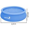 Piscina com Borda Inflável Redonda 2400 Litros 2.4m x 63cm com Capa Azul Importway Iwpbic2490 - 2