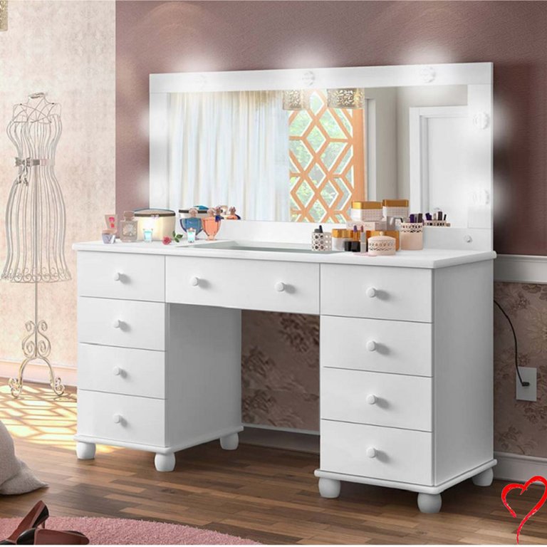 Penteadeira Planet Baby Camarim 9 Gavetas com Led