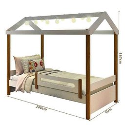 Cama Casinha Infantil com Led Montessoriana Elis Divaloto Branco e Mel - 4