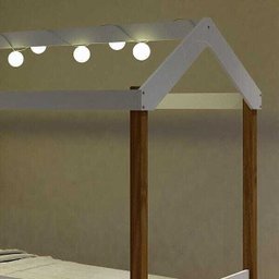 Cama Casinha Infantil com Led Montessoriana Elis Divaloto Branco e Mel - 3