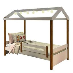 Cama Casinha Infantil com Led Montessoriana Elis Divaloto Branco e Mel - 2