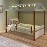 Cama Casinha Infantil com Led Montessoriana Elis Divaloto Branco e Mel - 1