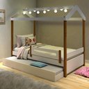 Ver imagem 1 de Bicama Infantil Montessoriana Led Elis Branco e Mel Marrom