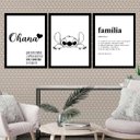 Ver imagem 1 de Kit 3 Quadros Ohana Família Significado 45x34cm:madeira Preta