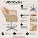 Ver imagem 4 de Poltrona Decorativa Estofada Zara Pé Giratório Alumínio:Veludo Bege