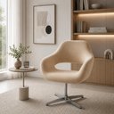 Ver imagem 3 de Poltrona Decorativa Estofada Zara Pé Giratório Alumínio:Veludo Bege