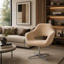 Ver imagem 2 de Poltrona Decorativa Estofada Zara Pé Giratório Alumínio:Veludo Bege