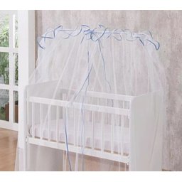 Mosquiteiro Para Mini Berço Azul Bebe Véu Mini Berço - 1