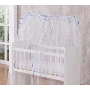 Mosquiteiro Para Mini Berço Azul Bebe Véu Mini Berço