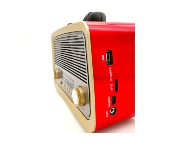 Rádio Retro Vintage Am Fm Sw USB Recarregavel Aux SD Pilhas - 2