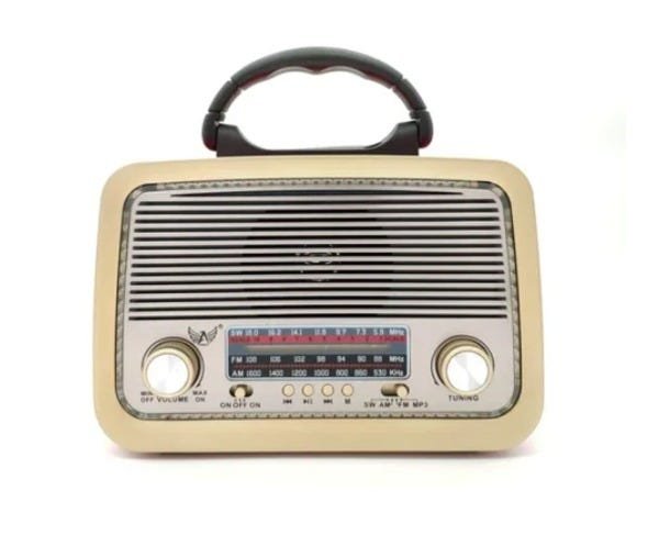 Rádio Retro Vintage Am Fm Sw USB Recarregavel Aux SD Pilhas - 5