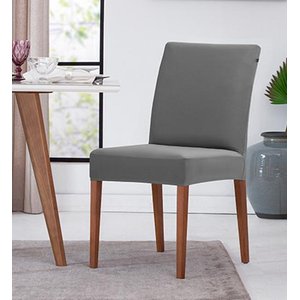 Jogo com 2 Capas de Cadeira em Malha Helanca Adomes Cinza