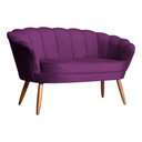 Ver imagem 1 de Namoradeira Decorativa Estofada Para Salão de Beleza Pétala Veludo Roxo - LM DECOR