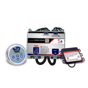 Acionador e Iluminação para Banheira e Spa Sinapse Finger Cromo, 127v, 2 Spots em Inox
