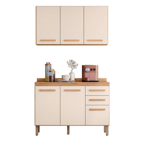 Conjunto de Cozinha Amore 6 Portas 2 Gavetas MDF 120cm Branco