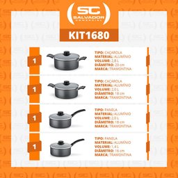 Jogo de Panelas Turim 4 Peças Alumínio Antiaderente PTC Chumbo - Tramontina - 2