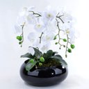 Ver imagem 2 de Arranjo de Orquídeas Brancas de Silicone em Vaso Preto