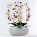 Ver imagem 1 de Arranjo de Orquídeas Brancas e Vinho de Silicone em Vaso Nude