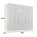 Ver imagem 3 de Guarda Roupa Valencia Casal 6 Portas - Quarta Divisão - Branco