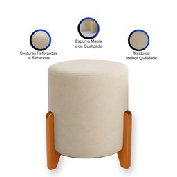 Kit 2 Puffs Orgânicos Boucle Thor com Pés de Madeira - 7 Decor Bege - 3