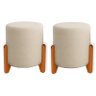 Kit 2 Puffs Orgânicos Boucle Thor com Pés de Madeira - 7 Decor Bege - 1
