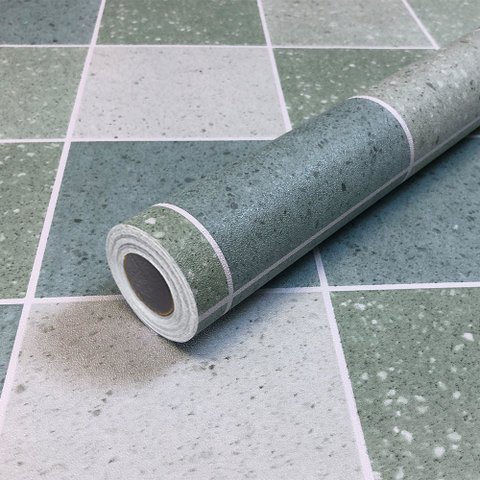 Adesivo Vinilico Lavavel para Piso Textura Terrazzo Verde 500x60cm