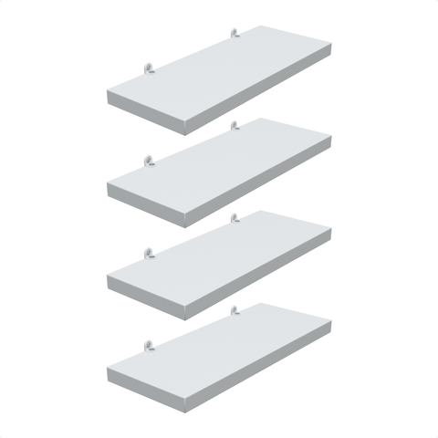 Kit 4 Prateleira Branca 25X10 + Suporte Flutuante Mdf  Organizadora Decoração Cozinha Banheiro Sala