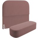 Ver imagem 1 de Cabeceira Cama Box Casal 140cm Lanna com Puff Recamier Doha W01 Suede Rosê - Lyam Decor