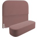 Ver imagem 1 de Cabeceira Cama Box Casal 140cm Lanna com Puff Recamier Doha W01 Suede Rosê - Lyam Decor