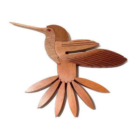 Beija-flor Entalhado Madeira Decorativo Artesanal