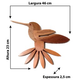 Beija-flor Entalhado Madeira Decorativo Artesanal - 2
