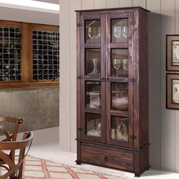 Cristaleira Rústica Para Sala De Jantar Madeira Maciça 2 Portas Imbuia Shop JM - 1